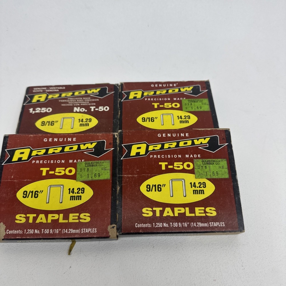VINTAGE NOS - ARROW T-50 9/16" STAPLES  BOX OF 5000 PC NOS